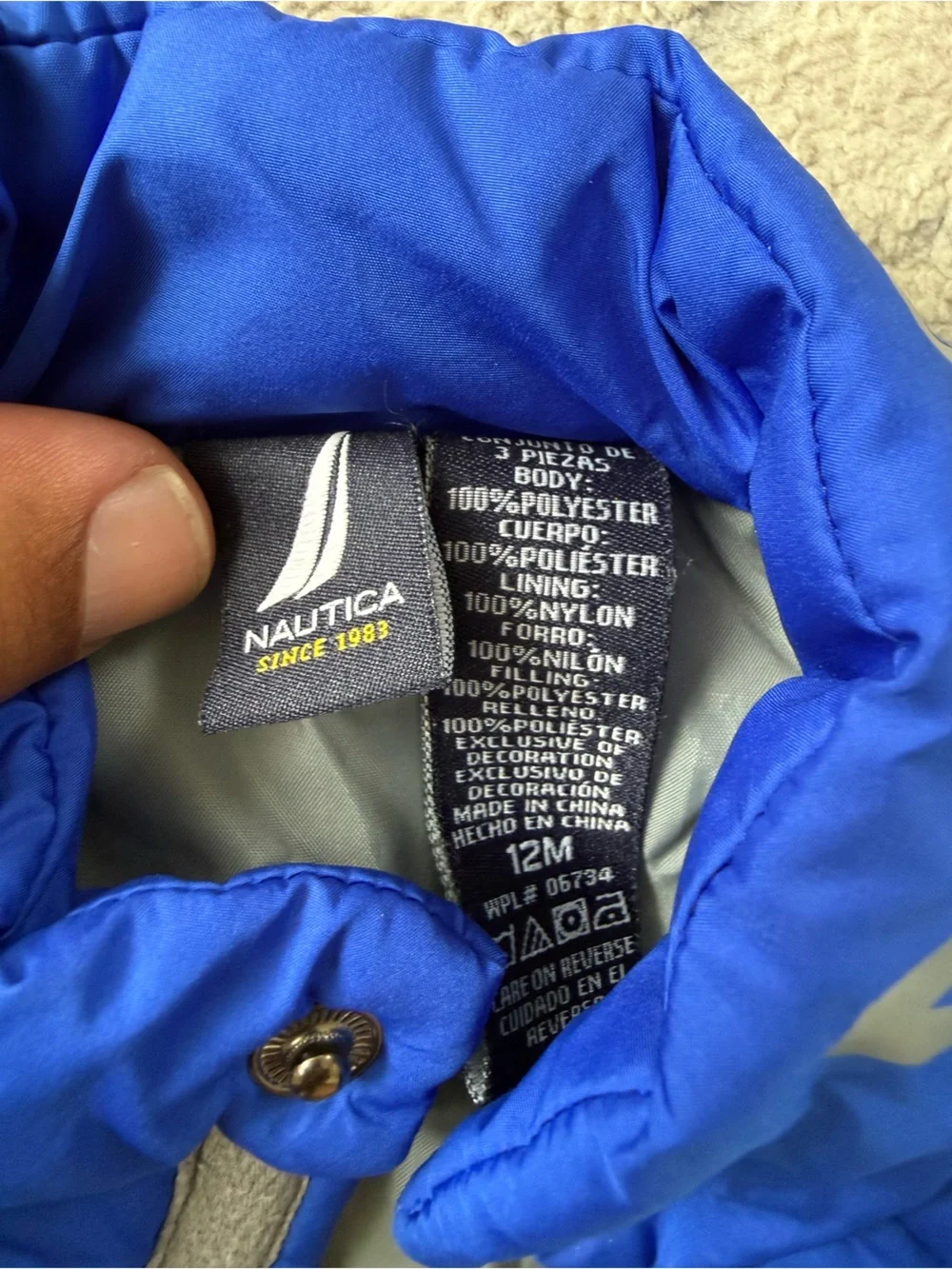 Nautica Blue Quilted Vest with Snap Closure
